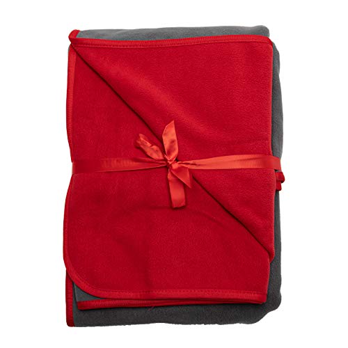 TOP Waterproof Blanket Bonus Pack, Deluxe Bed and Furniture Protector for People and Pets, Leak Proof Moisture Barrier, Soft Fleece (Red Gray Reversible, 2-Pack Jumbo+Midsize)