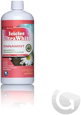 Cinnamint Natural Mouthwash (16oz) Alcohol Free for Sensitive Teeth, NO Burning or Stinging, NO Artificial Flavors, Made with Pure Essential Oils, Great Taste [Icicles Ultra White]