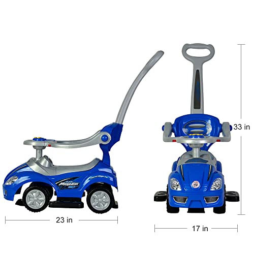 ChromeWheels Push Cars for Toddlers, 3 in 1 Ride on Push Car with