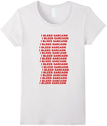 Womens Aesthetic Bleed Sarcasm T-Shirt, White &amp; Yellow, Red Text Large White
