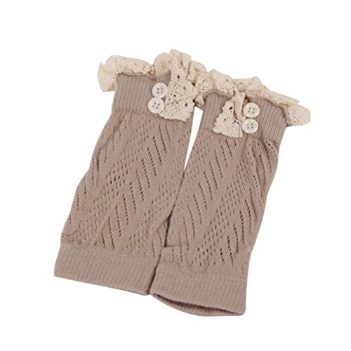 Ec Kids Baby Girl Crochet Knitted Lace Boot Cuffs Toppers Leg Warmer Socks (Khaki) - Thumbnail 3