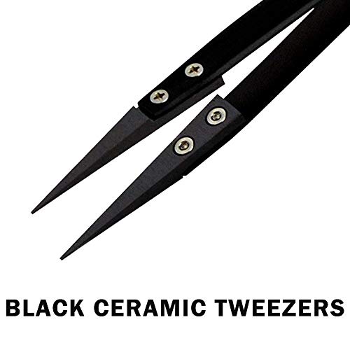 Precision Ceramic Tweezers-2 PACK-Non-Conductive,Antimagneticand Heat Resistant to High Temperatures up to 3000F for Pinching Coils While Firing.