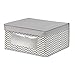 mDesign Medium Fabric Stackable Closet Storage Organizer Box, Front Window/Lid - Bedroom, Office, Mudroom Organization, Hold Clothes, Blankets, Linens, Spira Collection, 4 Pack, Taupe/Natural Chevron