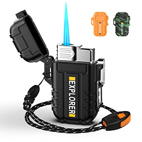 Torch Lighter, Refillable Butane Lighter with Lock, Windproof and Waterproof Gas Lighter