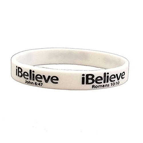 iBelieve Debossed Scripture Verses Wristband Black White Silicone