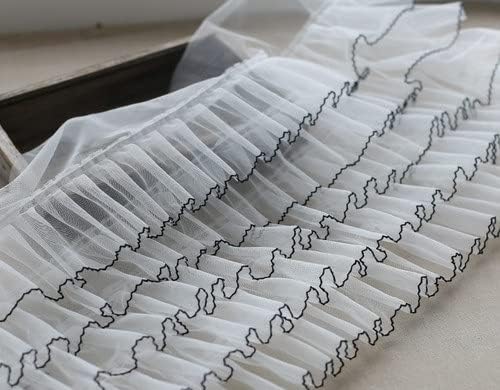 HZLXF1 Puffy Pleated Lace Trims Bubble Skirt Ruffle Mesh Lace