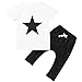 Efaster Toddler Boys Outfit Clothes Star Printed T-shirt Tops+Long Pants Trousers 1Set (1T)