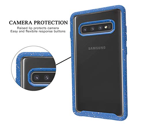 Galaxy S10 Plus Case, Crystal Clear TPU Bumper Heavy Duty Protection with Built-in Screen Protector Shockproof Slim Hybrid Bumper Cushion Cover Case for Samsung Galaxy S10 Plus (Navy)