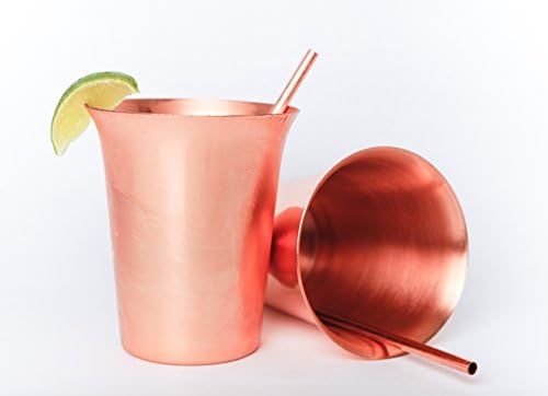 Mint Julep Cups with Straws - Copper - 12oz. - Set of 2