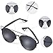 Duduma Polarized Fashion Aviator Sunglasses with Full Metal Crossbar Frame for Women and Men 8027(Black frame,Smoke lens)