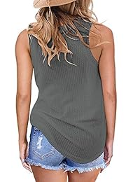 OWIN Camisetas sin mangas para dama, de punto de gofre, informales, con nudo torcido