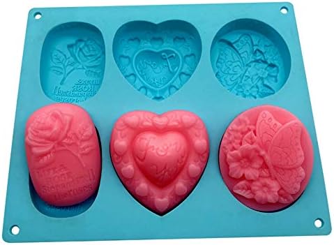 Helpcook Silicone Soap Molds,6-Cavity Silicone Molds for Chocolate Jelly Candy Making,Ice Cube Trays Soap Making Mold(Blue)