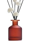TOPWEL 1PCS 130ml/4.3oz Empty Refillable Glass Diffuser Bottle Diffuser Jars Aromatherapy Storage Container Fragrance Accessories Use for DIY Replacement Diffuser Sticks Crafts Decor (Amber Red)
