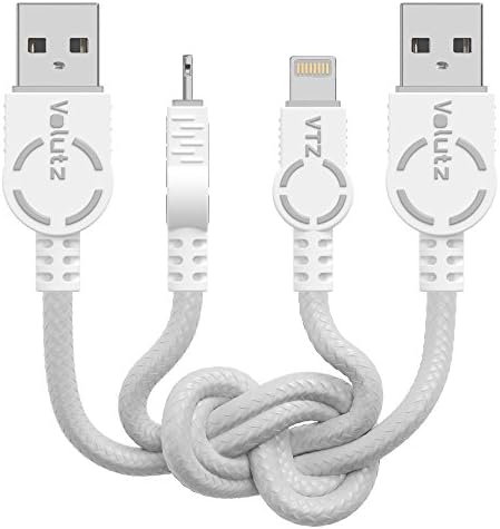 Volutz iPhone Charger Lightning Cable - Apple MFi Certified 2-Pack, 6ft Braided iPhone Cords for iPhone X, 8, 8 Plus, 7, 7 Plus, 6s, 6s, 6 Plus, SE, 5s, iPad mini, iPad Air, iPad Pro – Ghost-White
