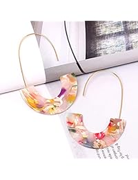 BSJELL - Aretes de ratán tejido a mano, diseño de disco martillado, ligeros, para mujeres