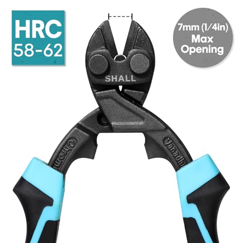SHALL 8" Mini Bolt Cutter, Small Heavy Duty Wire Cutter, Grip Area for Pulling Nails and Grabbing Wires, More Efficient Leverage, Belt Pouch Included
