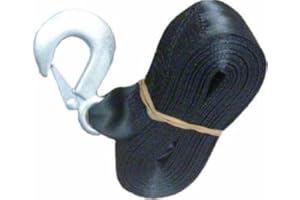 CUSTOM INSTALL PARTS Black Trailer Winch Replacement Strap 2" x 20' and Safety Hook for Boat, Jet Ski and Wave Runner (Up to 5,000 lbs)