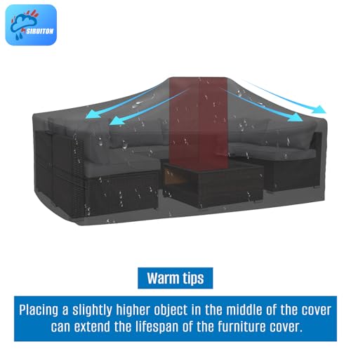 SIRUITON 250x250x90cm Garden Furniture Covers with Air Vent, Waterproof Windproof,Heavy Duty RipProof 520D Oxford Fabric Large Patio Set Cover, Outdoor Table Cover, Square/Rectangular Black