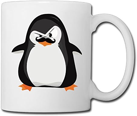 Cute Black White Penguin And Funny Mustache Ceramic Custom Coffee/Tea Mug White 11oz For Funny Gifts