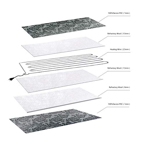Heated Dog Bed Heated Pet Mat Mat Waterproof Adjustable Electric Heating Mat with Chew Resistant Steel Cord (28x19, Flower) - Thumbnail 4
