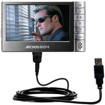 Gomadic Archos 504 WiFi compatible Hot Sync and Charge Straight USB cable - Charge and Data Sync with the same cable. Built TipExchange Technology