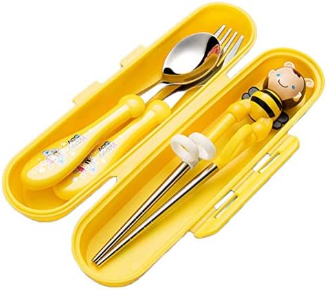 もうほうきょう 幼い子供たち ステンレス鋼 トレーニング お箸 スプーン 子供たち 専用の 練習用食器 スリーピーススーツ 3点セット 赤ちゃん イエロー