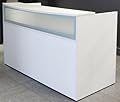 Rectangular White Reception Desk w/Frosted Glass Panel