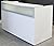 Rectangular White Reception Desk w/Frosted Glass Panel