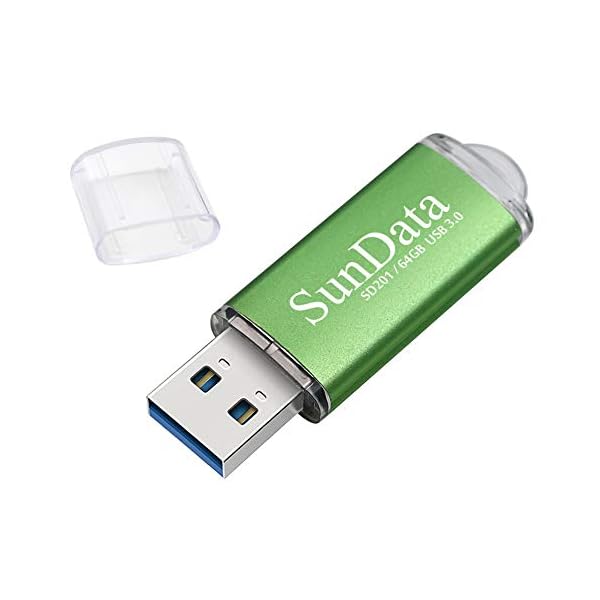 SunData 64GB USB Stick USB 3.0 Speicherstick USB-Flash-Laufwerk USB 3.0 bis zu 80MB/Sek, （Single Pack: Grün）