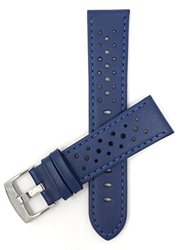 18 to 24mm, GT Rally Perforated Genuine Leather Watch Strap Band, with Stainless Steel Buckle