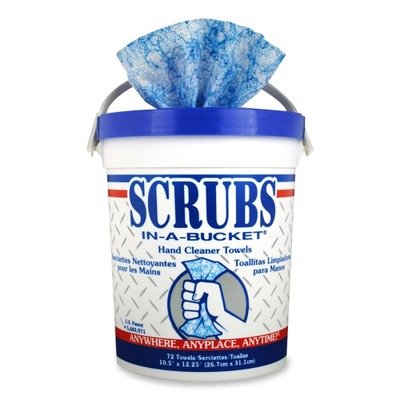 SCRUBS 42272CT Hand Cleaner Towels, 72 /Tub, 6 /CT,Blue