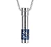 VNOX Stainless Steel Cylinder Urn Pendant Necklace for Memorial Human Being Cremation Ashes,Blue