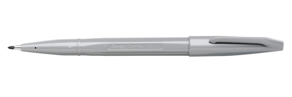 Pentel Sign Pen - Grey, Pack of 12
