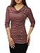 Allegra K Women's Cowl Neck Long Sleeves Buttons Decor Ruched Top Medium Red