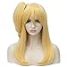 Aosler Wig Ponytail for Women Middle Length Golden Cosplay Party Costume Wigs with 1 Short Ponytail Clip