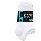 K. Bell Ladies - No Show Sock - 10 Pair Pack (Sock size 4-10, White)