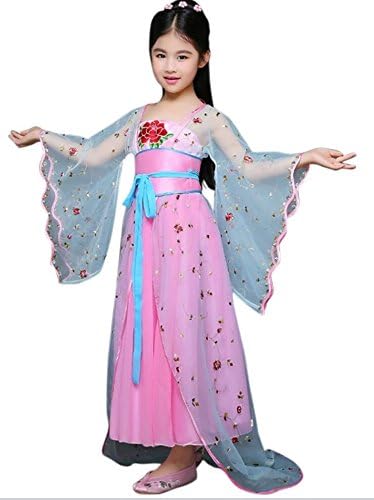 CRB Chinese Asian Royal Qin Xin Han Traditional Dynasty Oriental Pretty Girl Top Shirt Costume Dress (Child's Height 120cm, Pink)