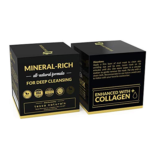 Dead Sea Mud Mask - Enhanced with Collagen - Reduces Blackheads, Pores, Acne, Oily Skin - Visibly Healthier Face & Body Complexion - All Natural Anti-Aging Formula for Women & Men