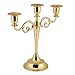 ZJchao 3 Arms Candle Holder, 2 Pcs Metal Gold Silver 3 Branches Candle Stick Stand European Style Candelabra for Dinner Wedding Home Decor (Gold)