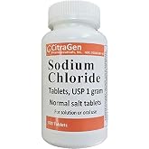 Sodium Chloride Tablets 1 gm, USP Normal Salt Tablets - 300 Tablets (1 Pack of 300 Tablets) by CitraGen Pharmaceuticals, Inc.