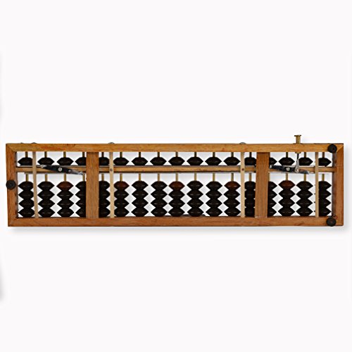 Vintage Style Wooden Abacus, Soroban Calculator with Reset Button, 13.75 Inches, 17 Column