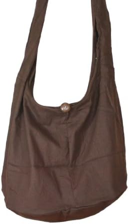 Thai Monk Buddha Cotton Sling Crossbody Messenger Bag Shlouder Purse Hippie Hobo Color Plain Brown