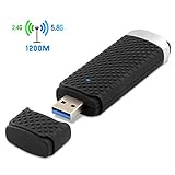 1200Mbps Wireless USB WiFi Adapter, Dual Band 2.4G/300Mbps+5.8G/867Mbps WiFi Dongle Complies with 802.11 b/g/n/ac Standard Supports Windows & Mac OS X System