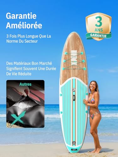 Niphean Paddle Gonflable Adulte avec Tous Les Accessoires, 320cm Planches de Stand Up Paddle Gonflables pour Tous Les Niveaux, Sup avec Capacité 200 kg pour 2 Personnes, Paddle Gonflable avec Siège