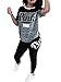 Molisry Women Letter Print Short Sleeve Crop Top Bodycon Long Pant 2 Piece Outfits