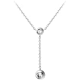 555Jewelry Womens Stainless Steel Lariat Y Drop Layer Round CZ Pendant Necklace