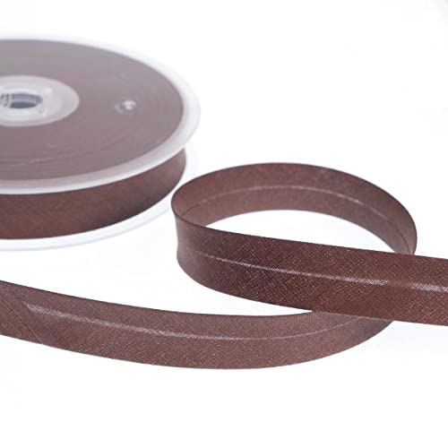 Realm Bias Binding Centre Fold Polycotton 18mm/30mm 5 Metres (Brown, 30mm)