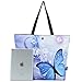 icolor Blue Butterflies Portable Eco Reusable Eco-friendly Shopping Bag Handle case Bag Shopping Large Grocery shoulder bag Reusable Portable Storage HandBags Convenient Shoppers Tote YGWB-34