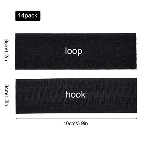 Self Adhesive Hook and Loop, 14PCS Sticky Back Tape Double Sided Strong Fastener Heavy Duty Interlocking Mounting Tape for Home Office Use(1.2x4inch)  - Thumbnail 6