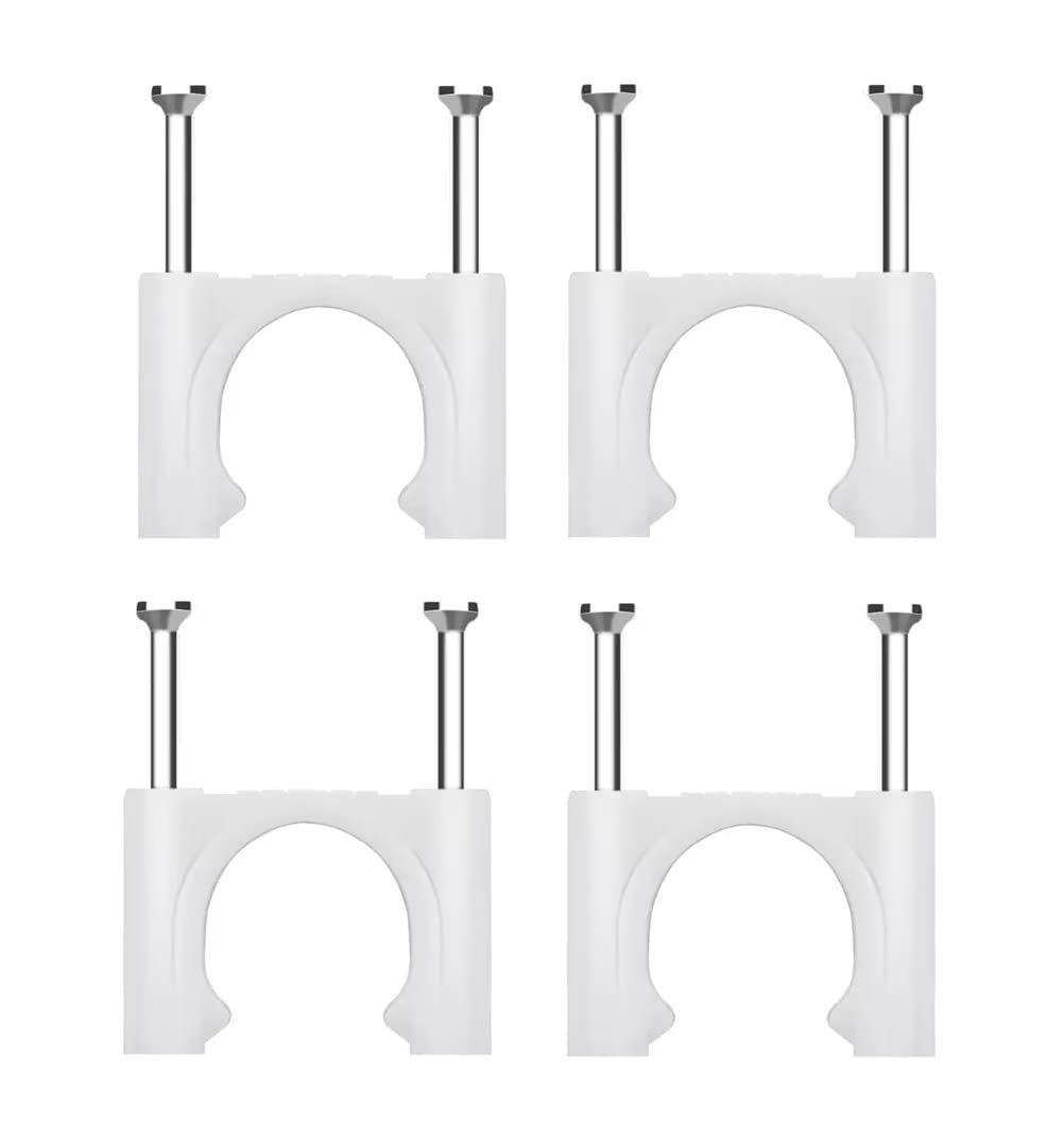 FEEIMOL Cable Clips Strong Nails White Round Wire Tidy Clips 30mm, 25 pcs
